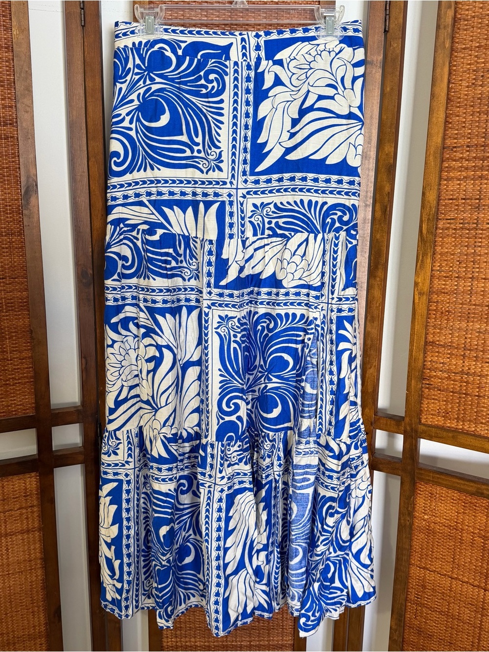 NWT Peach size medium Blue and White Floral Maxi Skirt